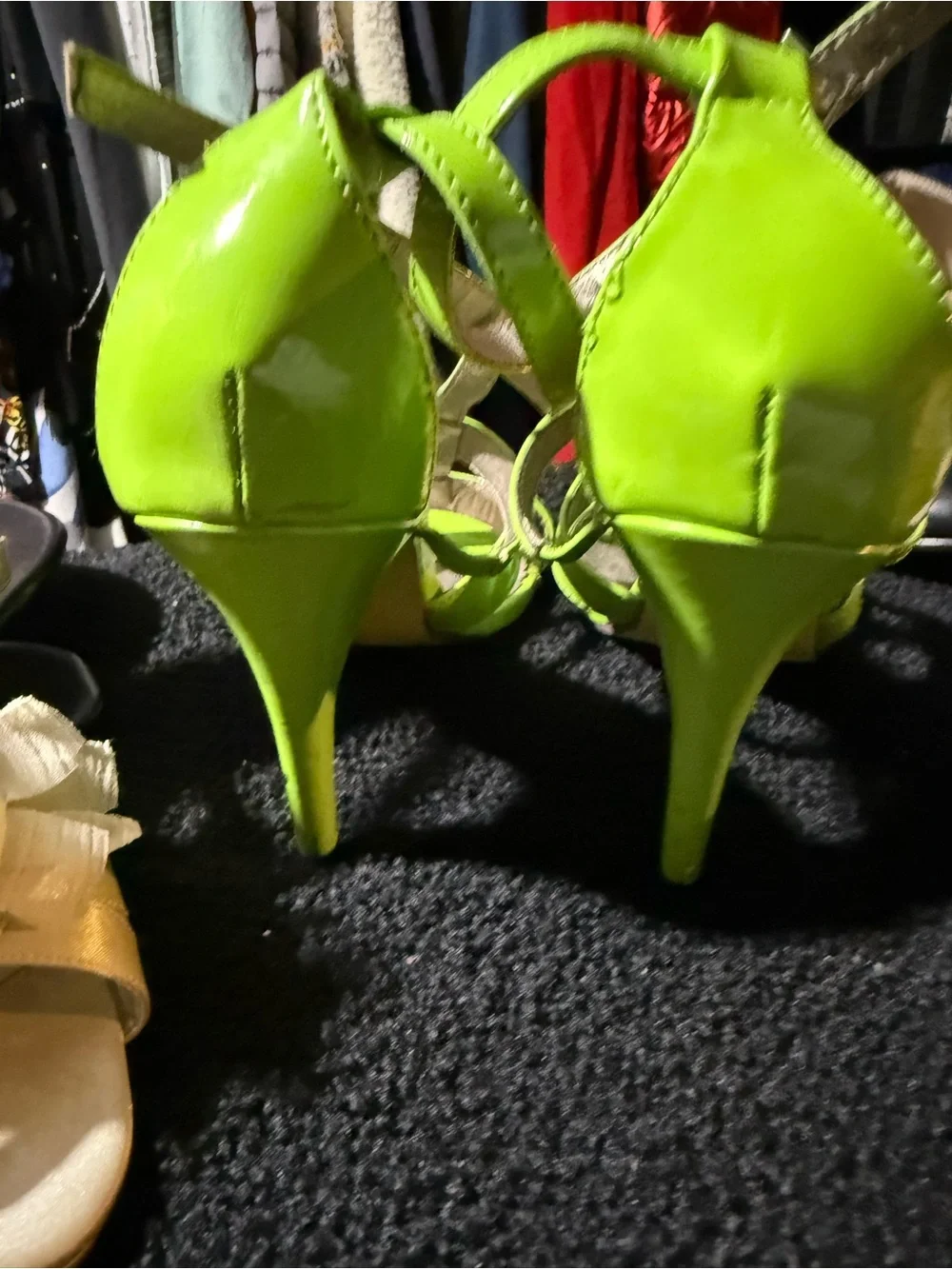 Madden Girl Neon Lime Strappy T‑Bar Block Heels